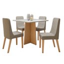 Ver imagem 2 de Conjunto Sala de Jantar 4 Lugares Quadrada Tampo Vidro/MDF Mesa Celebrare e Cadeiras Luar Marrom Amendoa Clean/Off White/Veludo Naturale Creme