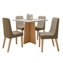 Ver imagem 2 de Conjunto Sala de Jantar 4 Lugares Quadrada Tampo Vidro/MDF Mesa Celebrare e Cadeiras Luar Marrom Amêndoa Clean/Off White/Bege