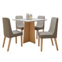 Ver imagem 2 de Conjunto Sala de Jantar 4 Lugares Quadrada Tampo Vidro/MDF Mesa Celebrare e Cadeiras Luar Marrom Amêndoa Clean/Off White/Capuccino