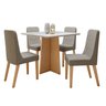 Conjunto Sala de Jantar 4 Lugares Quadrado Tampo Vidro/MDF Mesa Celebrare com Cadeiras Luar - 2