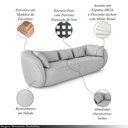 Ver imagem 3 de Sofá Bipartido Sala de Estar Diamond 292cm com Almofadas Soltas Veludo Cinza G52 - Gran Belo
