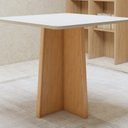 Ver imagem 7 de Conjunto Sala de Jantar com 4 Cadeiras Tampo Quadrado em MDF Luar Marrom Amêndoa Clean/Off White/Couro Avelâ