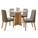 Ver imagem 2 de Conjunto Sala de Jantar com 4 Cadeiras Tampo Quadrado em MDF Luar Marrom Amendoa Clean/Off White/Suede Animale Bege