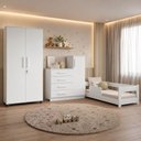 Ver imagem 2 de Kit Quarto Infantil Cama Montessoriana Baby Grade + Roupeiro Ouro + Cômoda Versátil Branco