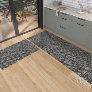 Kit Tapete Passadeira Antiderrapante 1.30m X 45cm Jogo 2 Peças para Cozinha / Corredor Tear Artesana
