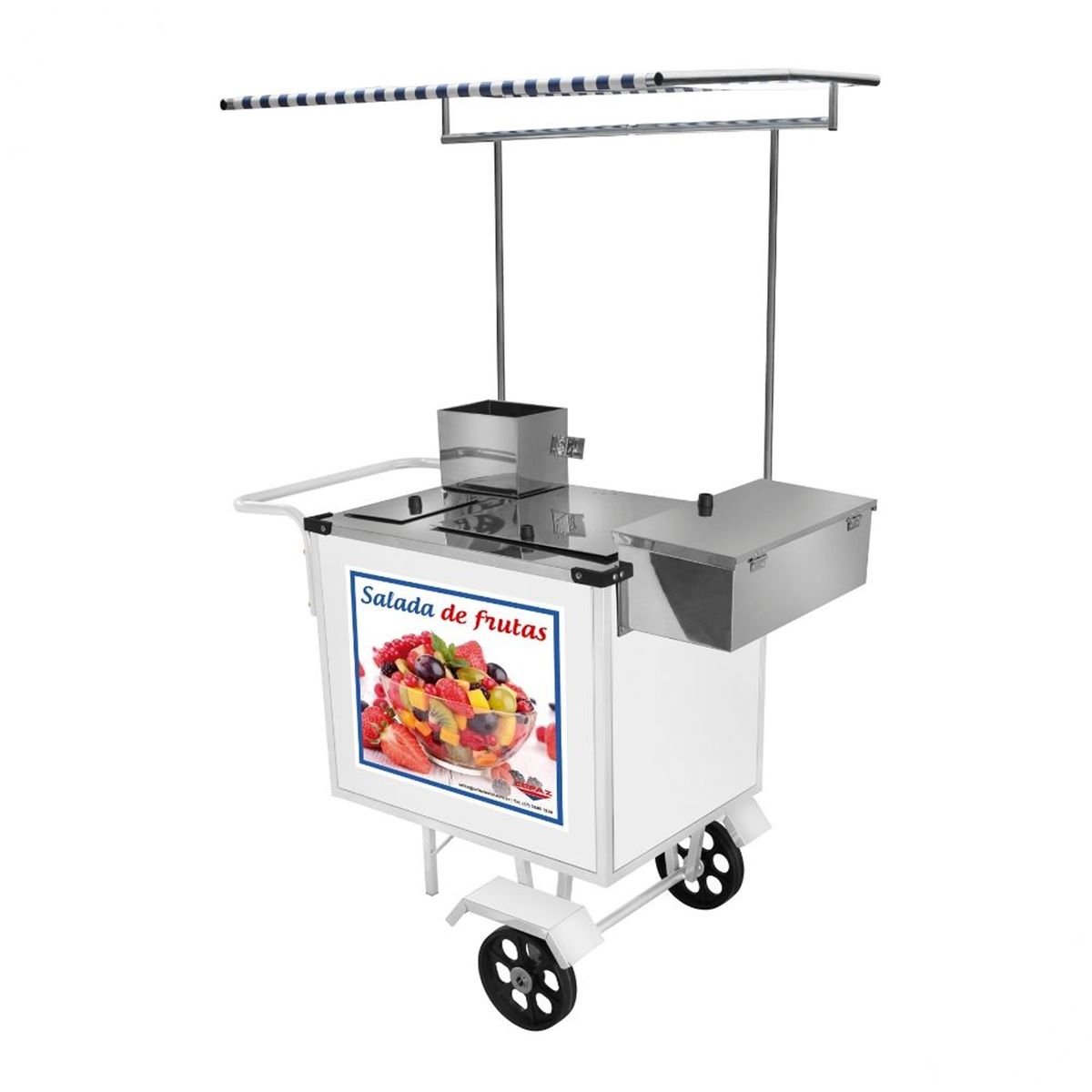 Carrinho de Salada de Frutas com Rodas Maciças e Toldo Cefaz - 1