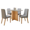 Ver imagem 3 de Conjunto Sala de Jantar 4 Lugares Retangular Tampo Vidro/MDF 120cm Mesa Celebrare Cadeiras Luar Marrom Amêndoa Clean/Off White/Linho Cinza