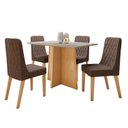 Ver imagem 3 de Conjunto Sala de Jantar 4 Lugares Retangular Tampo Vidro/MDF 120cm Mesa Celebrare Cadeiras Luar Marrom Amêndoa Clean/Off White/Couro Avelâ