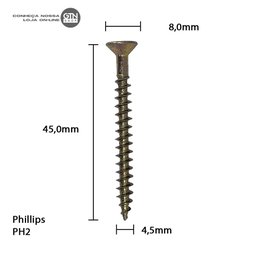 Parafuso Chipboard Phillips Stein 4.5x45 Caixa 500 Pçs - 6