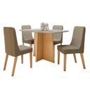 Ver imagem 3 de Conjunto Sala de Jantar 4 Lugares Retangular Tampo Vidro/MDF 120cm Mesa Celebrare Cadeiras Luar Marrom Amêndoa Clean/Off White/Bege