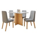 Ver imagem 2 de Conjunto Sala de Jantar 4 Lugares Retangular Tampo MDF Mesa Celebrare com Cadeiras Luar Marrom Amêndoa Clean/Off White/Linho Cinza