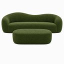 Ver imagem 4 de Kit Sofá + Puf Star 190 cm Orgânico 2 Lugares Sala Recepção:Verde/Bouclé Linho
