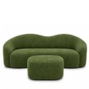 Ver imagem 5 de Kit Sofá + Puf Star 190 cm Orgânico 2 Lugares Sala Recepção:Verde/Bouclé Linho
