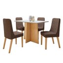 Ver imagem 2 de Conjunto Sala de Jantar 4 Lugares Retangular Tampo MDF Mesa Celebrare com Cadeiras Luar Marrom Amêndoa Clean/Off White/Couro Avelâ