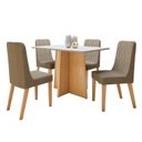 Ver imagem 2 de Conjunto Sala de Jantar 4 Lugares Retangular Tampo MDF Mesa Celebrare com Cadeiras Luar Marrom Amêndoa Clean/Off White/Bege
