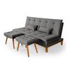 Kit Sofa Cama Mobly com 2 Banquetas Suede Sala Quarto:cinza - 2