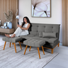 Kit Sofa Cama Mobly com 2 Banquetas Suede Sala Quarto:cinza - 1