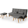 Kit Sofa Cama Mobly com 2 Banquetas Suede Sala Quarto:cinza - 3