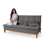 Kit Sofa Cama Mobly com 2 Banquetas Suede Sala Quarto:cinza - 4