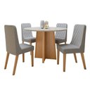 Ver imagem 3 de Conjunto Sala de Jantar 4 Lugares Redondo Tampo Vidro/MDF Mesa Celebrare com Cadeiras Luar Marrom Amêndoa Clean/Off White/Linho Cinza