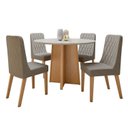 Ver imagem 4 de Conjunto Sala de Jantar 4 Lugares Redondo Tampo Vidro/MDF Mesa Celebrare com Cadeiras Luar Marrom Amêndoa Clean/Off White/Bege