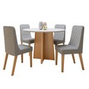 Ver imagem 2 de Conjunto Sala de Jantar 4 Lugares Redondo Tampo MDF Mesa Celebrare com Cadeiras Luar Marrom Amêndoa Clean/Off White/Linho Cinza