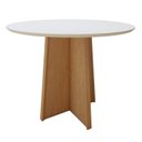 Ver imagem 6 de Conjunto Sala de Jantar 4 Lugares Redondo Tampo MDF Mesa Celebrare com Cadeiras Luar Marrom Amêndoa Clean/Off White/Linho Cinza