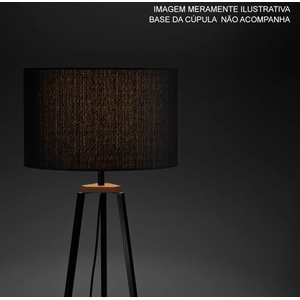 Cúpula de Abajur Bella Luminária para Soquete E27 Tecido Cor Preto