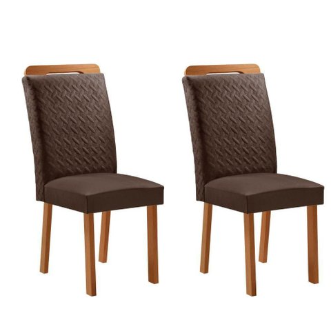 Conjunto 2 Cadeiras Aline Estrutura MDF Veludo Marrom Moderna 56cm