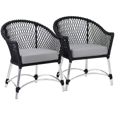 2 Poltronas Chile em Corda Náutica Alumínio Trama Original