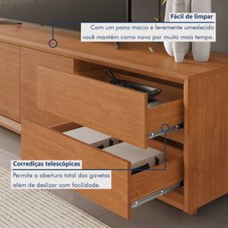 Rack para Tv até 75 Polegadas Pés Madeira Maciça com Regulagem 250cm Prime - 8