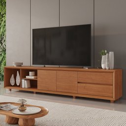 Rack para Tv até 75 Polegadas Pés Madeira Maciça com Regulagem 250cm Prime - 1