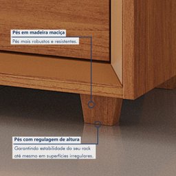 Rack para Tv até 75 Polegadas Pés Madeira Maciça com Regulagem 250cm Prime - 13