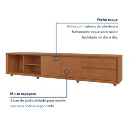 Rack para Tv até 75 Polegadas Pés Madeira Maciça com Regulagem 250cm Prime - 11