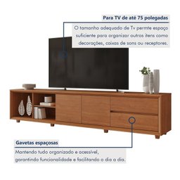 Rack para Tv até 75 Polegadas Pés Madeira Maciça com Regulagem 250cm Prime - 6