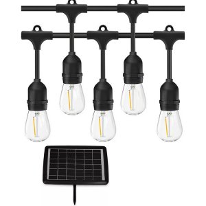 Varal Solar 20 Lampadas 12 Metros Placa Solar Led Filamento Cordao Decoraçao Festa Jantar Aniversari