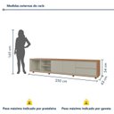 Ver imagem 3 de Rack para TV até 75 Polegadas Pés Madeira Maciça Laqueado 250cm Prime