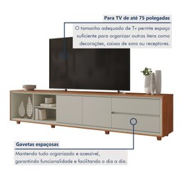 Rack para Tv até 75 Polegadas Pés Madeira Maciça com Regulagem 250cm Prime - 6