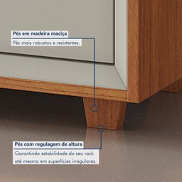 Rack para Tv até 75 Polegadas Pés Madeira Maciça com Regulagem 250cm Prime - 8