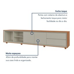 Rack para Tv até 75 Polegadas Pés Madeira Maciça com Regulagem 250cm Prime - 11