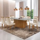 Ver imagem 1 de Mesa para Sala de Jantar Aida 180cm Mdf Canto Copo com Vidro e 6 Cadeiras Carol