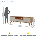 Ver mais imagens de Rack para TV até 75 Polegadas 100% MDF 180cm Pés em Madeira Maciça Ares Bege
