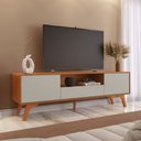 Ver imagem 1 de Rack para TV até 75 Polegadas 100% MDF 180cm Pés em Madeira Maciça Ares Bege