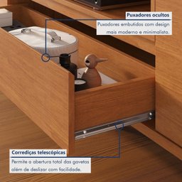 Rack para Tv até 75 Polegadas Pés Madeira Maciça Laqueado 237cm Piazza New - 7