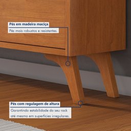 Rack para Tv até 75 Polegadas Pés Madeira Maciça Laqueado 237cm Piazza New - 11