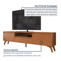 Rack para Tv até 75 Polegadas Pés Madeira Maciça Laqueado 237cm Piazza New - 6