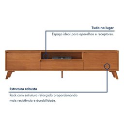 Rack para Tv até 75 Polegadas Pés Madeira Maciça Laqueado 237cm Piazza New - 5