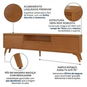 Ver imagem 3 de Rack para TV até 75 Polegadas 100% MDF 237cm Laqueado Piazza New Marrom