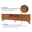 Ver imagem 4 de Rack para TV até 75 Polegadas 100% MDF 237cm Pés em Madeira Maciça Laqueado Piazza New Marrom