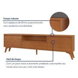 Rack para Tv até 75 Polegadas Pés Madeira Maciça Laqueado 237cm Piazza New - 4
